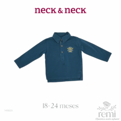 Polo manga larga azul con logo amarillo 18-24 meses Neck & Neck