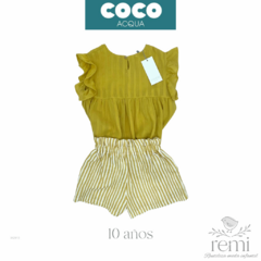 Conjunto 2 piezas blusa color amarillo mostaza y short líneas 10 años Coco Acqua - comprar en línea