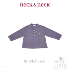 Camisa morada de manga larga 18-24 meses Neck & Neck