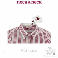 Camisa blanca con líneas rojas y cuello intercambiable 9-12 meses Neck & Neck - comprar en línea