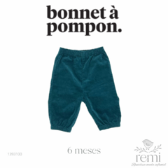 Pantalón pana azul verdoso 6 meses Bonnet a Pompon