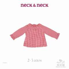 Blusa cuadritos rojos y blancos con olan 2-3 años Neck & Neck