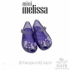Sandalias moradas con brillantina colección Chrome Flower 21 Europeo (6 USA/12 Mex) Mini Melissa