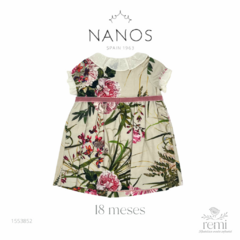 Vestido estampado flores rosas y verdes con cuello plumeti 18 meses Nanos - comprar en línea