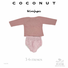 Conjunto jubón rosa palo y pololo rosa con cuadros blancos 3-6 meses Coconut - comprar en línea