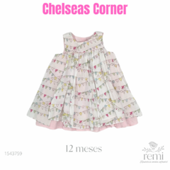 Vestido rosa con banderines colores 12 meses Chelsea´s Corner