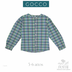 Camisa líneas verdes, azules, amarillas y blancas 5-6 años Gocco