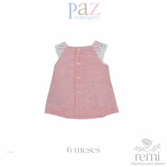 Vestido lino rosa con cuello blanco 6 meses (reducido) Paz Rodriguez - comprar en línea