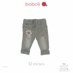 Jeans grises con flores 12 meses Boboli