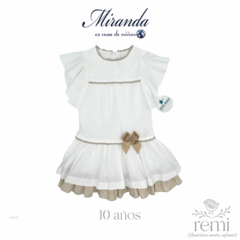 Vestido blanco con detalles beige 10 años Miranda