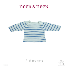 Jubón de punto blanco con rayas azules 3-6 meses Neck & Neck