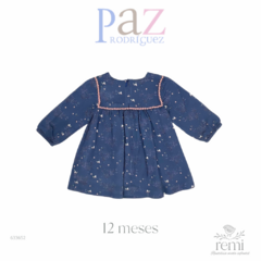 Vestido azul con mariposas rosas 12 meses Paz Rodríguez - comprar en línea