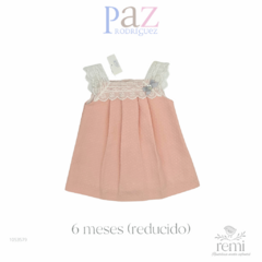 Vestido rosa con tirantes blancos 6 meses Paz Rodríguez