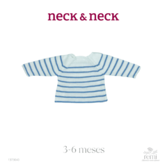 Jubón de punto blanco con rayas azules 3-6 meses Neck & Neck - comprar en línea