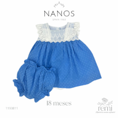 Vestido azul plumeti con cubre pañal 18 meses Nanos