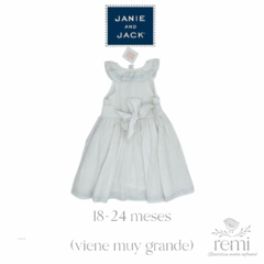 Vestido blanco de lino con detalles azules 18-24 meses (viene amplio 2-3 años) Janie and Jack - comprar en línea