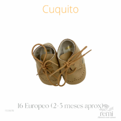 Zapato suave bebé de piel beige con agujetas 16 Europeo Cuquito