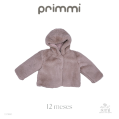 Abrigo rosa Faux fur con gorro 12 meses Primmi