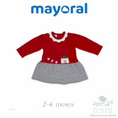 Vestido rojo con gris manga larga 2-4 meses Mayoral