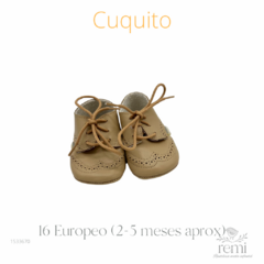Zapato suave bebé de piel beige con agujetas 16 Europeo Cuquito - comprar en línea