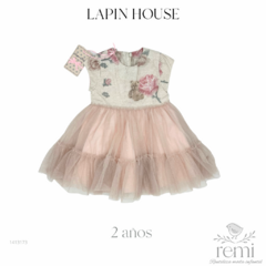 Vestido combinado tul rosa con brillo 2 años Lapin House