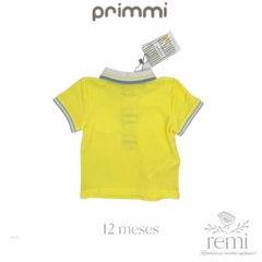 Polo amarilla con cuello blanco y línea azul 12 meses Primmi - comprar en línea