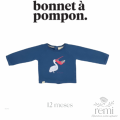 Sudadera azul con pelícano 12 meses Bonnet a Pompon