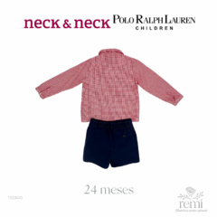 Conjunto 2 piezas camisa cuadros rojos y blancos y short azul marino 24 meses Neck & Neck/Polo Ralph Lauren - comprar en línea