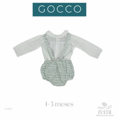 Conjunto 2 piezas camisa blanca con ranita líneas verdes y blancas 1-3 meses Gocco - comprar en línea