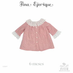 Vestido rosa con puños y cuello blanco 6 meses Fina Ejerique - comprar en línea