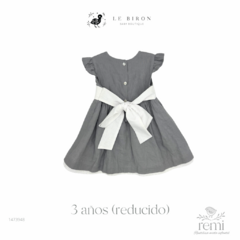 Vestido gris con moño blanco 3 años (reducido) Le Biron - comprar en línea
