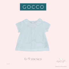 Conjunto peto falda azul claro con blanco (Chicco 6 meses) y blusa blanca (Gocco 6-9 meses) en internet
