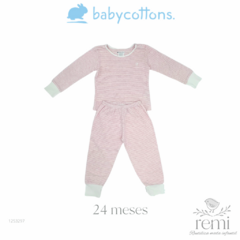 Pijama líneas rosas y blancas pima cotton 24 meses Baby Cottons