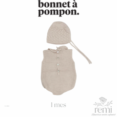 Ranita de punto con capota rosa pálido 1 mes Bonnet a Pompon - comprar en línea