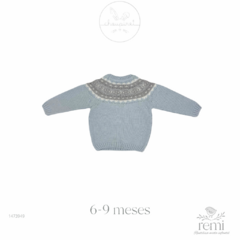 Suéter azul claro con grecas 6-9 meses Choupinet - comprar en línea