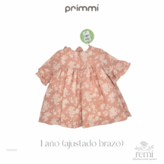 Vestido rosa con estampado flores blancas 1 año (ajustado brazo) Primmi - comprar en línea