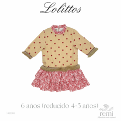 Vestido combinado beige con rojo 6 años (reducido 4-5 años) Lolittos