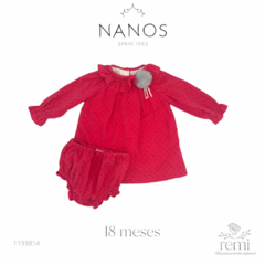 Vestido de pana rosa con estrellitas incluye cubre pañal 18 meses Nanos