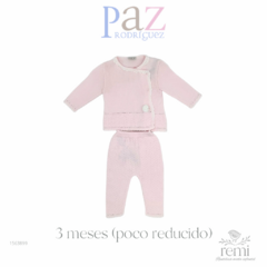 Conjunto de punto rosa 3 meses (poco reducido) Paz Rodríguez
