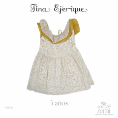 Vestido plumeti blanco con amarillo mostaza 5 años Fina Ejerique