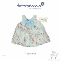 Vestido con moño y flores azules 9 meses Tutto Piccolo