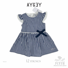 Vestido vichy azul marino con crinolina 12 meses Aygey