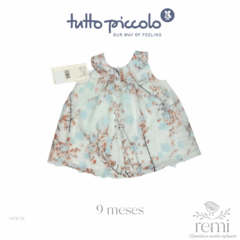 Vestido con moño y flores azules 9 meses Tutto Piccolo - comprar en línea
