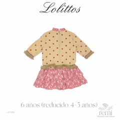 Vestido combinado beige con rojo 6 años (reducido 4-5 años) Lolittos - comprar en línea