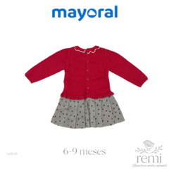 Vestido rojo y gris con osito 6-9 meses Mayoral - comprar en línea