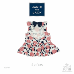 Blusa tirantes flores azul marino y líneas rojas 4 años Janie and Jack - comprar en línea