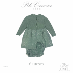 Vestido combinado verde con estrellas incluye cubre pañal 6 meses Pili Carrera - comprar en línea