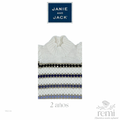 Vestido grueso blanco con líneas tonos morados y bordes dorados 2 años Janie and Jack en internet