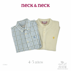 Set de dos camisas líneas amarillas y cuadros azules con verde 4-5 años Neck & Neck