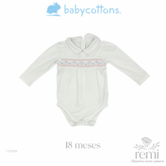 Body blanco con smock rosa y azul 18 meses Baby Cottons